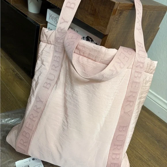 Burberry Light Pink Logo Strap Tote - Picture 4 of 12